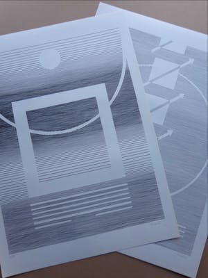 Michel Seuphor - LOT VAN 2 STUKS / GEOMETRIE / ZW-W LITHO / 75x55cm / SIG kopen? Bied vanaf 45!