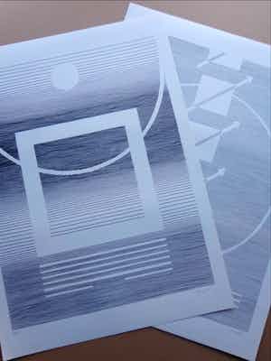 Michel Seuphor - LOT VAN 2 STUKS / GEOMETRIE / ZW-W LITHO / 75x55cm / SIG verkocht voor € 45!