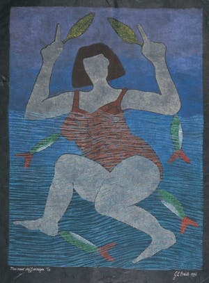 Geertje Briels - Houtdruk op geschept papier, Maximaal drijfvermogen kopen? Bied vanaf 1!