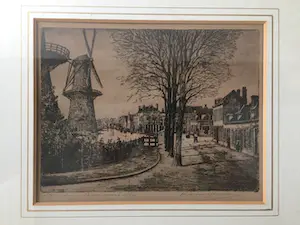 Marius Johannes Janssen - Schiedam Broersvest 1870 - Ets, Ingelijst kopen? Bied vanaf 30!