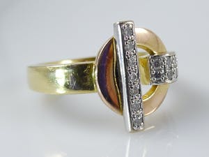 18k tri-colour gouden ring Guy La Roche met  0.28 ct diamanten - ringmaat 17 kopen? Bied vanaf 360!
