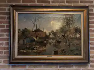 Gerard Altmann - Farm landscape with boats on a sunny day verkauft für € 95!