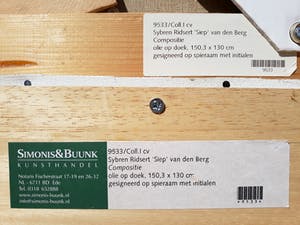 Siep van den Berg - Geometrische compositie, olieverf (mooi ingelijst, zeer groot!) kopen? Bied vanaf 1!