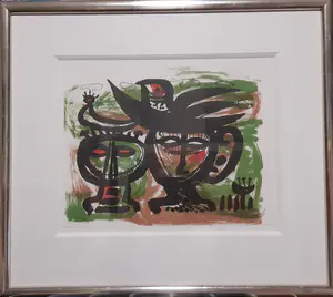 Anton Rooskens - z.t. - twee hoofden met vogel kopen? Bied vanaf 275!