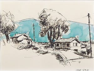 Piet Snoeren - Pentekening en aquarel, Vinon kopen? Bied vanaf 1!