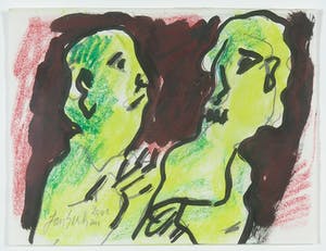 Jan Sierhuis - Pastelkrijt, aquarel, inkt en potlood op papier, Zonder titel - Ingelijst kopen? Bied vanaf 1!