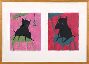 Peter Bastiaanssen - Zeefdruk, Dog tweeluik - Ingelijst verkocht voor € 40!