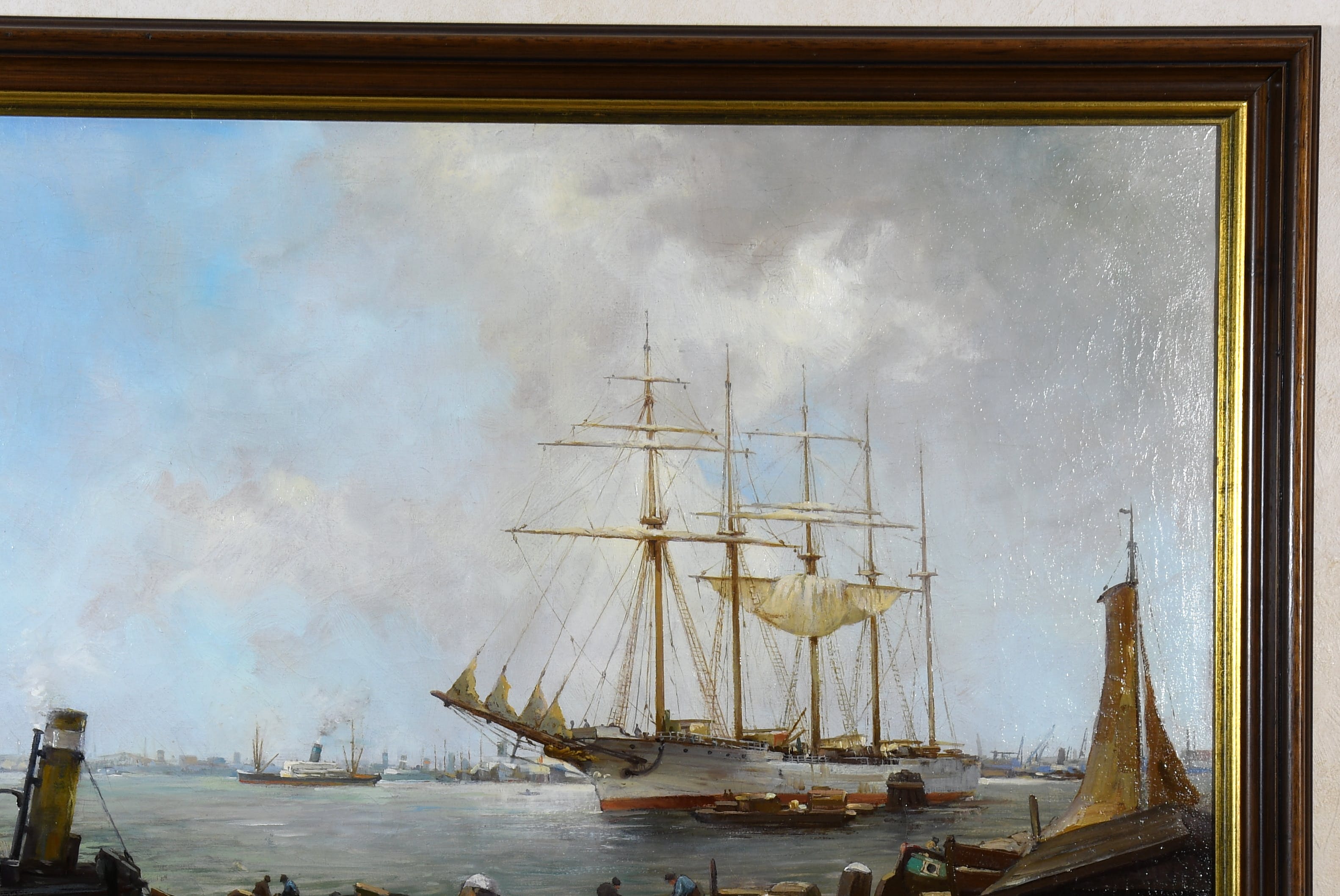 Carl August Streefkerk - Havengezicht - 't IJ - Amsterdam - Olieverf op doek - Gesigneerd l.o. kopen? Bied vanaf 250!