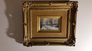 Louis Apol - Winterlandschap met laag staande zon door de bomen kopen? Bied vanaf 850!