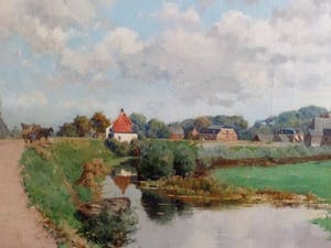 Egbertus Antonie Jansen - Waaldijk bij Herwijnen - Schilderij kopen? Bied vanaf 1350!