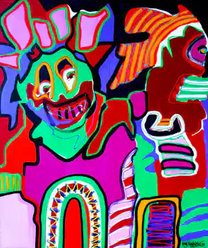 Marianne Naerebout - acryl op doek: Red Love - 1997 { sterk in prijs verlaagd! verkocht voor € 250!