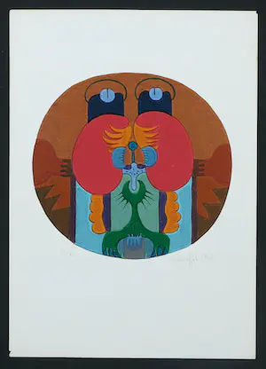 Niet of onleesbaar gesigneerd - 2 x Linolschnitt, Flug der Zeichen kopen? Bied vanaf 1!