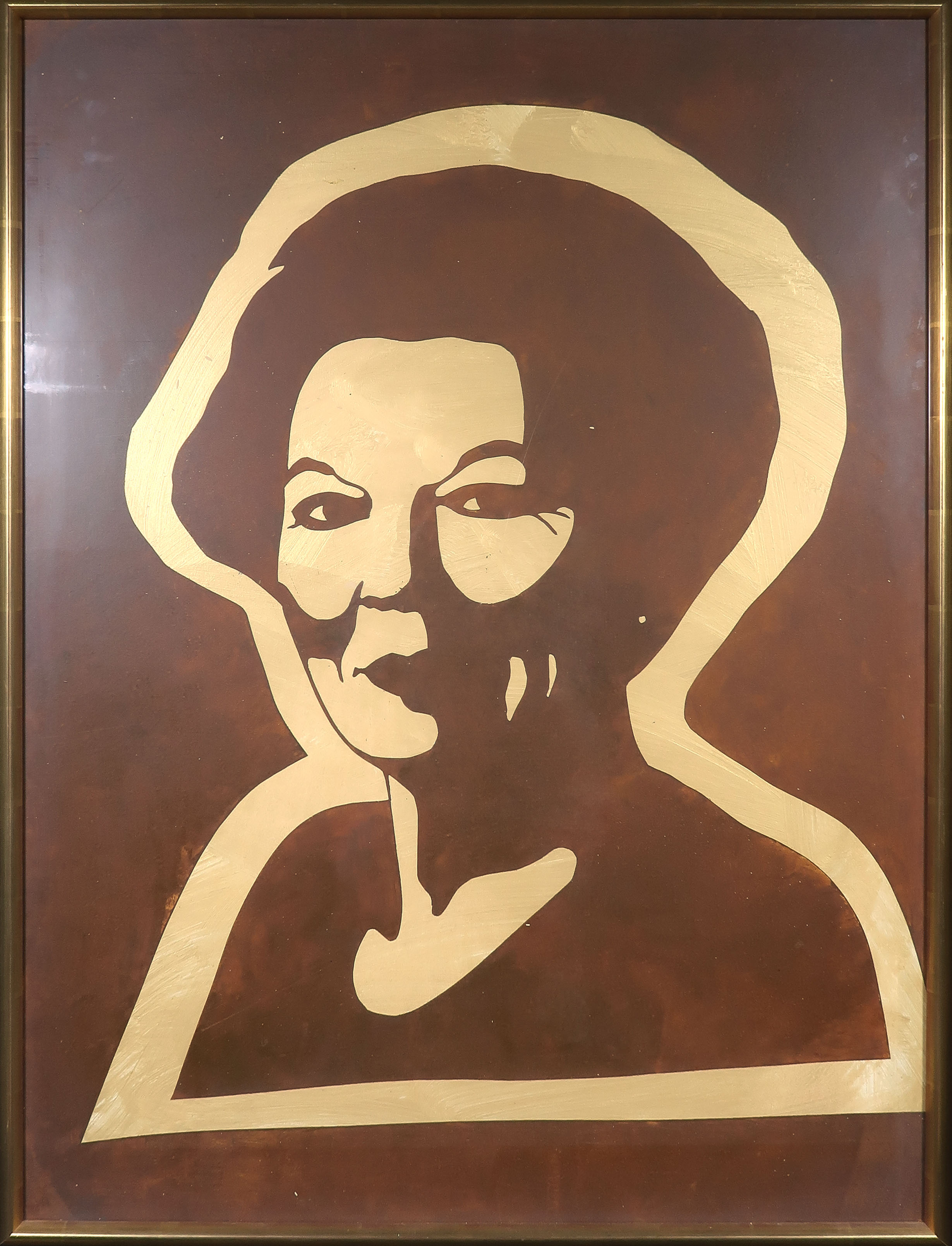 Niet of onleesbaar gesigneerd - Collage en gouache, Portret van Beatrix - Ingelijst (Groot) kopen? Bied vanaf 1!