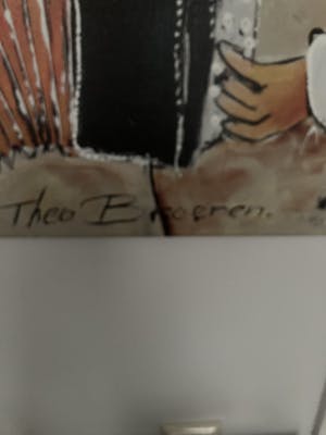 Theo Broeren - Glicée met acryl op doek ‘Muziek spelen’ (ZEER GROOT) kopen? Bied vanaf 90!