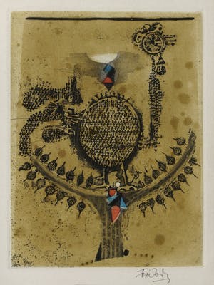 Johnny Friedlaender - Kleurenets, Zonder titel - Ingelijst kopen? Bied vanaf 50!