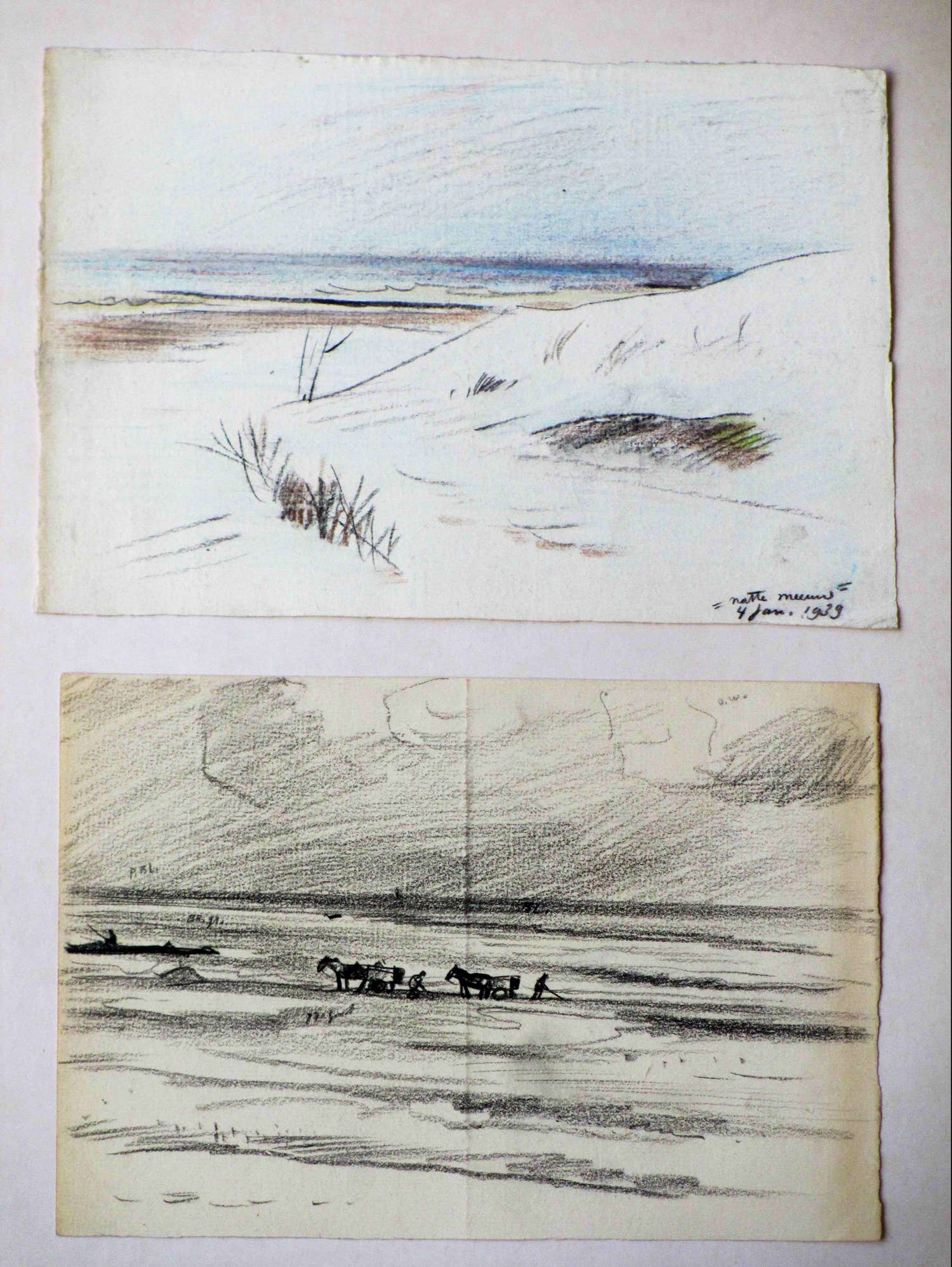 Han Krug - Natte sneeuw & Schelpenvisser - Gemengde technieken verkocht voor € 35!