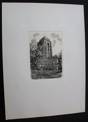 Dirk van Gelder - Houtgravure: De Cysterne, Veere - 1952 kopen? Bied vanaf 49!