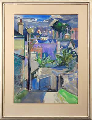 Henk van den Idsert - Gouache, Z.T. Stadsgezicht - Ingelijst verkocht voor € 150!