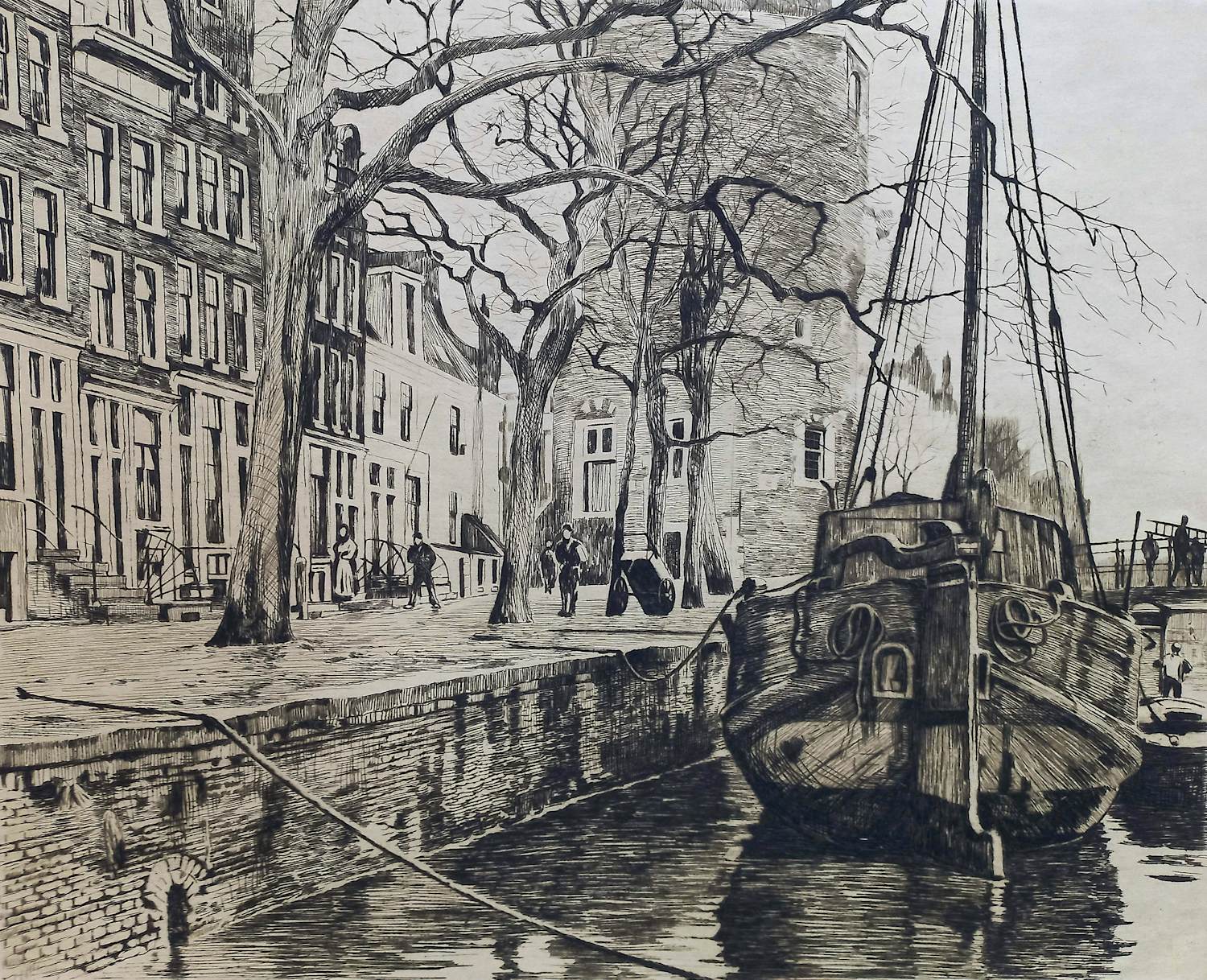 Willem Witsen - Schip in Oude Waal bij Montelbaanstoren, ets (1e staat) kopen? Bied vanaf 250!