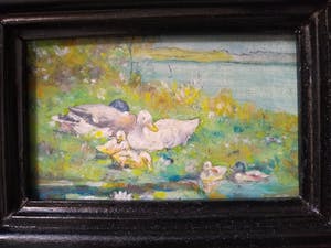 Niet of onleesbaar gesigneerd - Eendenfamilie aan de waterkant kopen? Bied vanaf 1!