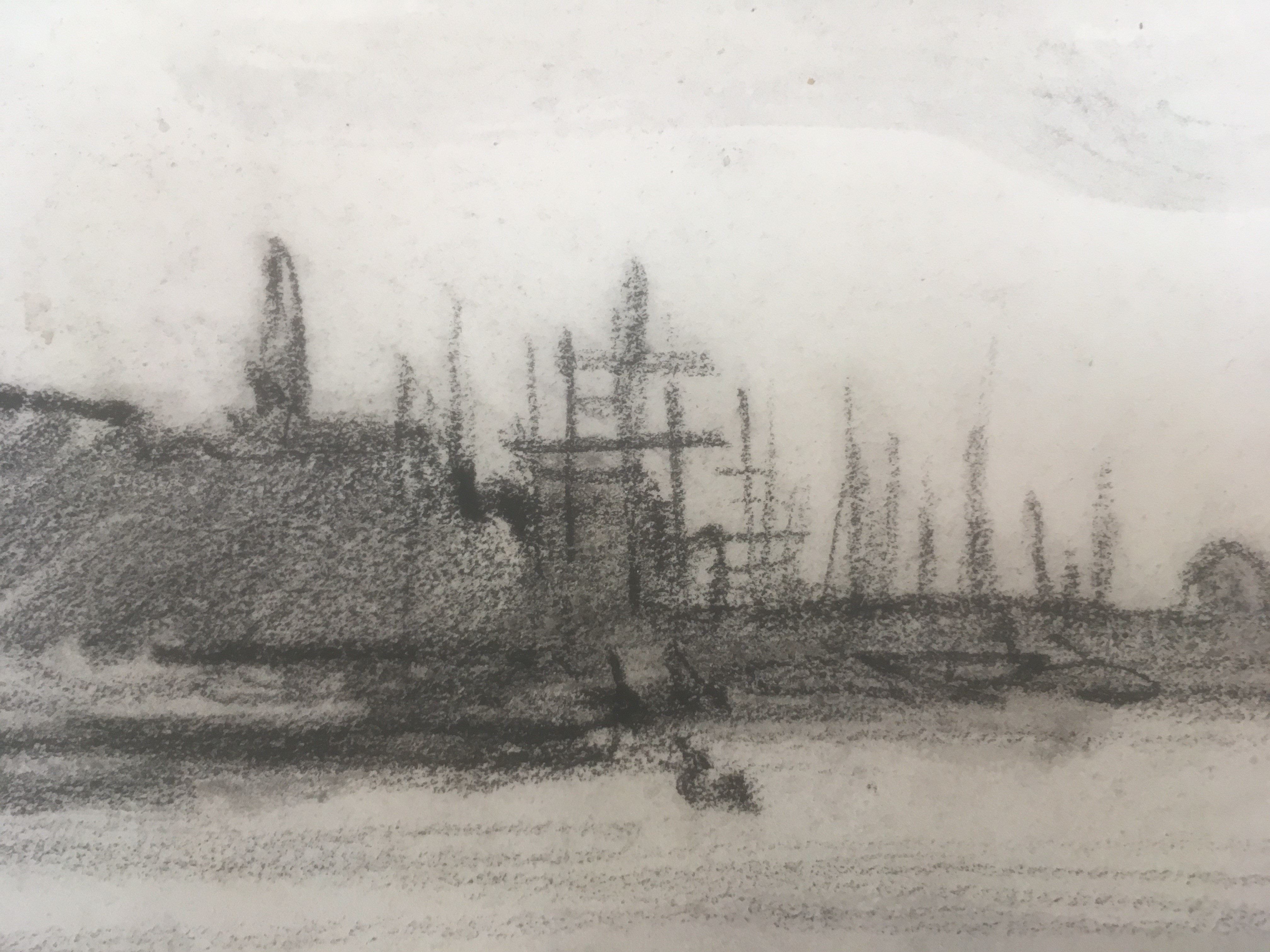 Niet of onleesbaar gesigneerd - Houtskool op papier - Gezicht op Dordrecht. kopen? Bied vanaf 1!