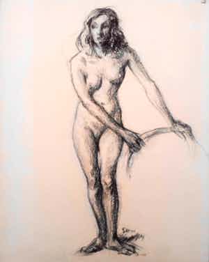 Hendrikus J. Eshuys - Naakt. Portret staande vrouw. verkocht voor € 35!