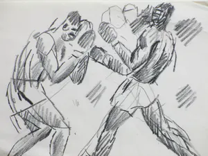 Herman Bieling - Boksers in aktie - Tekeningen kopen? Bied vanaf 60!