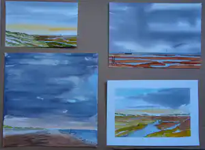 Franklin Meijer - Terschelling - 4 x aquarel studies vendu pour 35€ !