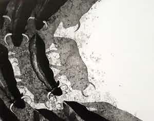 Rene Polak - Pamplona, aquatint ets verkocht voor € 50!