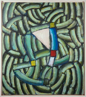 Jacques van Alphen - Olieverf op doek, Postmodernistische Hommage aan Malevich - Ingelijst kopen? Bied vanaf 1!