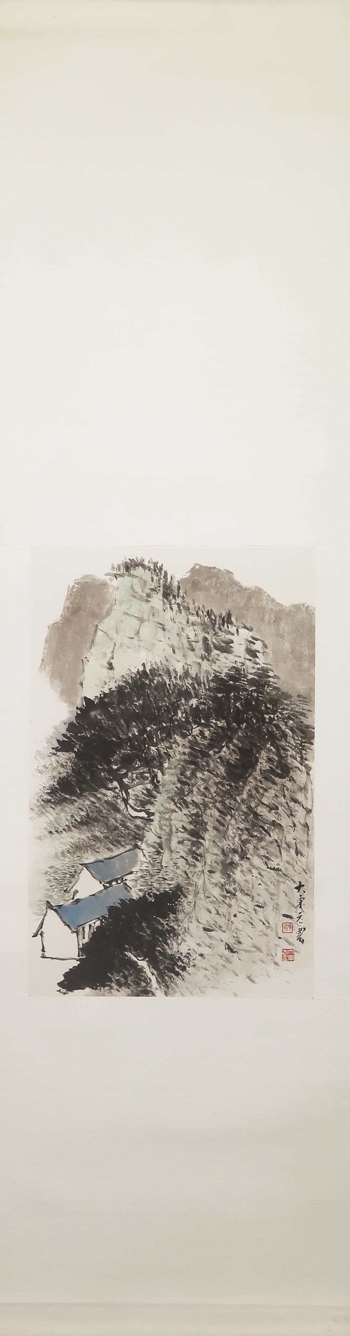 Niet of onleesbaar gesigneerd - Penseeltekening op zijdepapier, Rolschildering met Chinees landschap kopen? Bied vanaf 1!