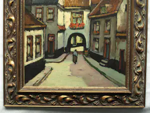 Herman Ansingh - Olieverf op paneel , Oude vrouw in straatje bij poort – Lijst, 64½ x 54½ cm kopen? Bied vanaf 1!