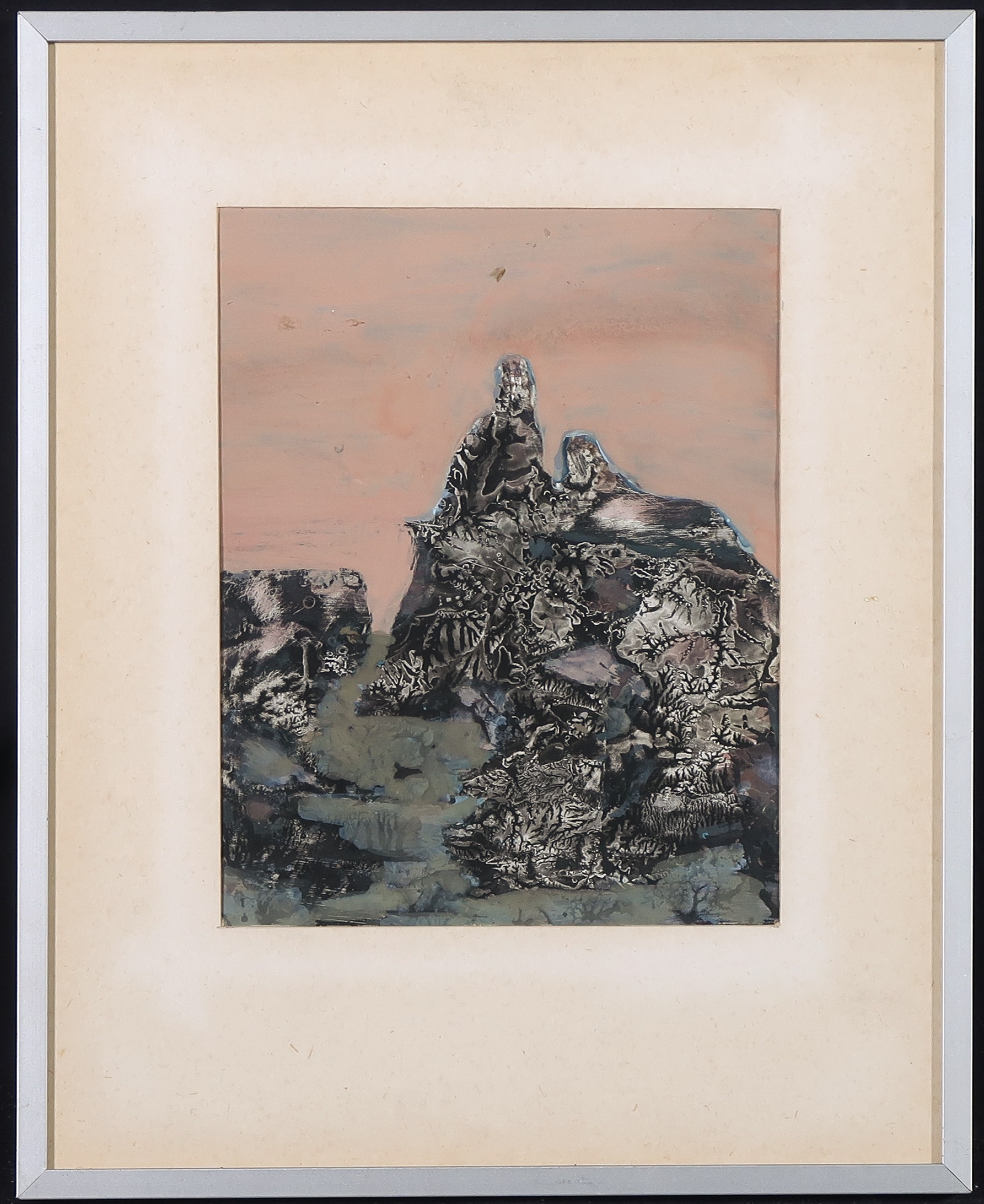 Niet of onleesbaar gesigneerd - Gouache op papier, Figuren in zwart - Ingelijst kopen? Bied vanaf 1!