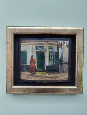 Karl Franz Hentschel - Straat tafereel - Handgesigeerd verkocht voor € 50!