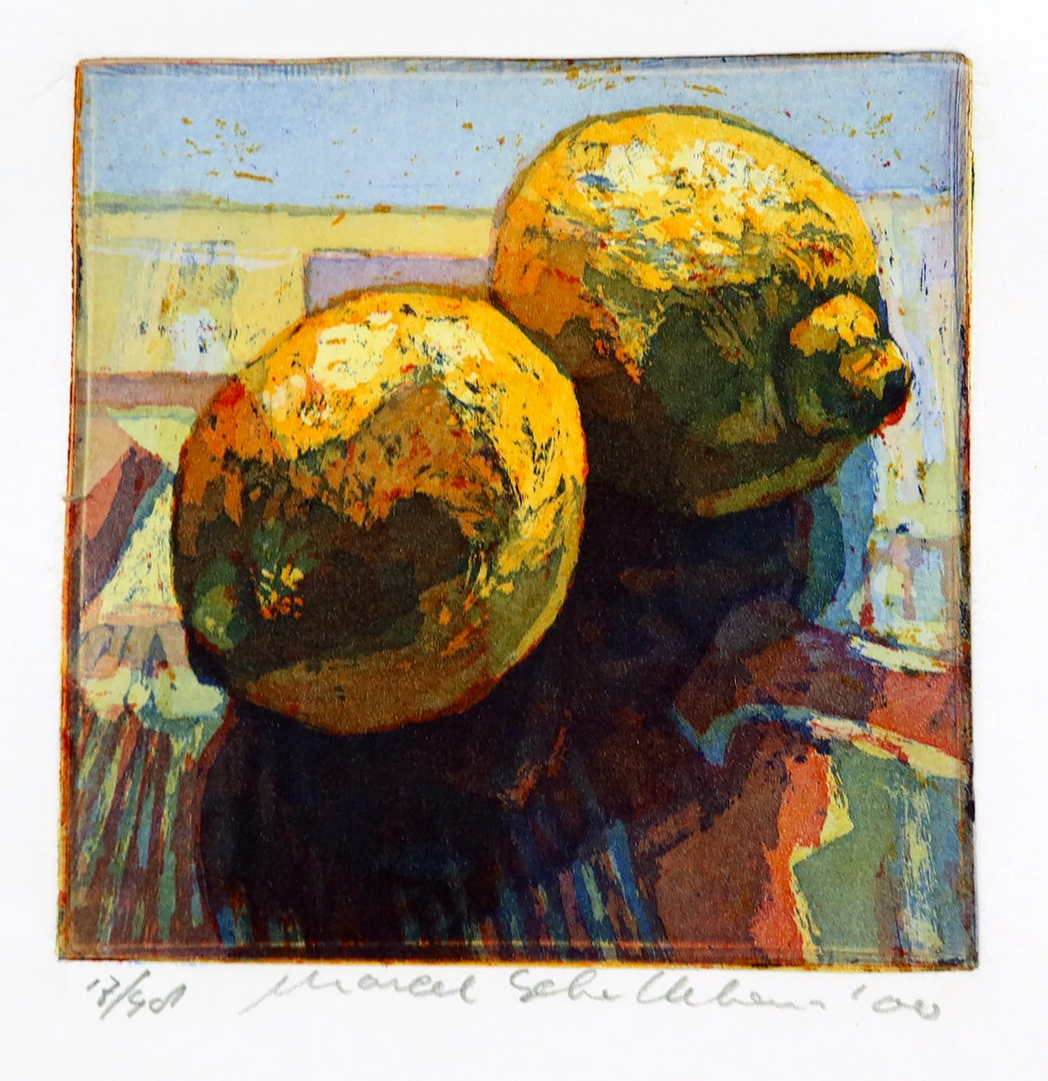 Marcel Schellekens - Kleurenets, Z.T. Stilleven met citroenen verkocht voor € 70!