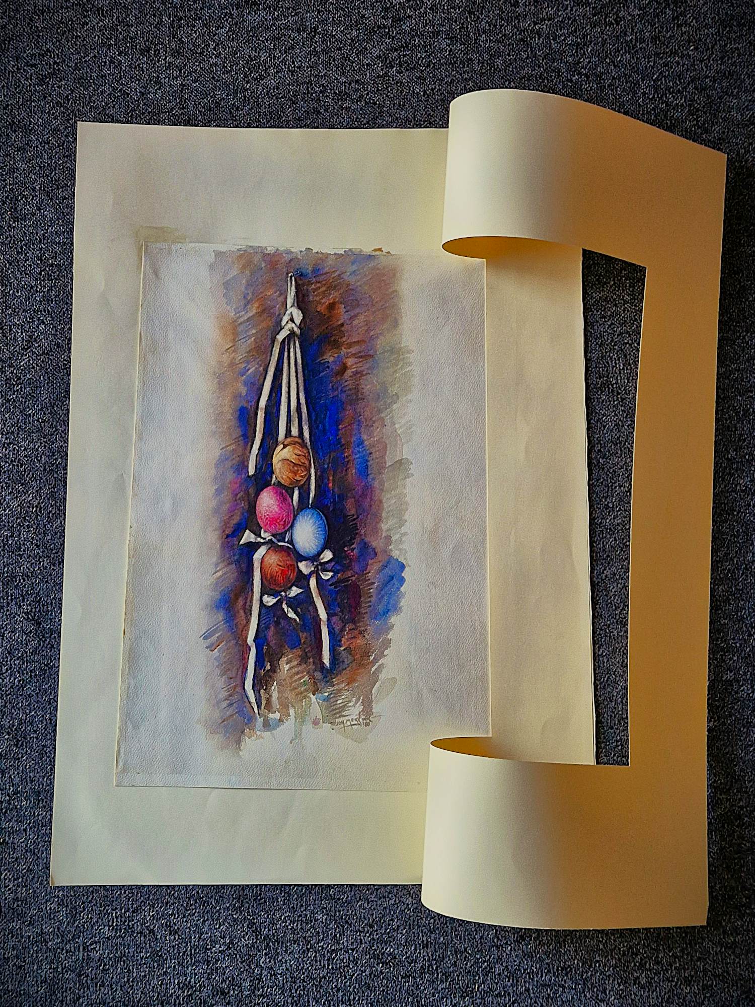 Johan Mekkink - Gesigneerde realistische Aquarel "Pasen" - 1980 - GROOT! kopen? Bied vanaf 47!