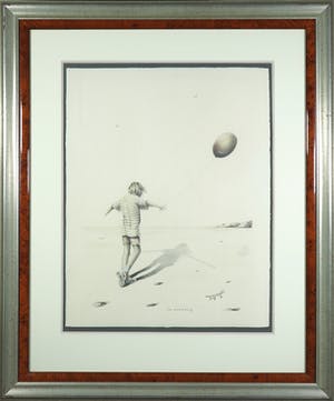 Wim Mast de Gooijer - Potlood, Zonder titel (Kind met ballon) - Ingelijst kopen? Bied vanaf 1!