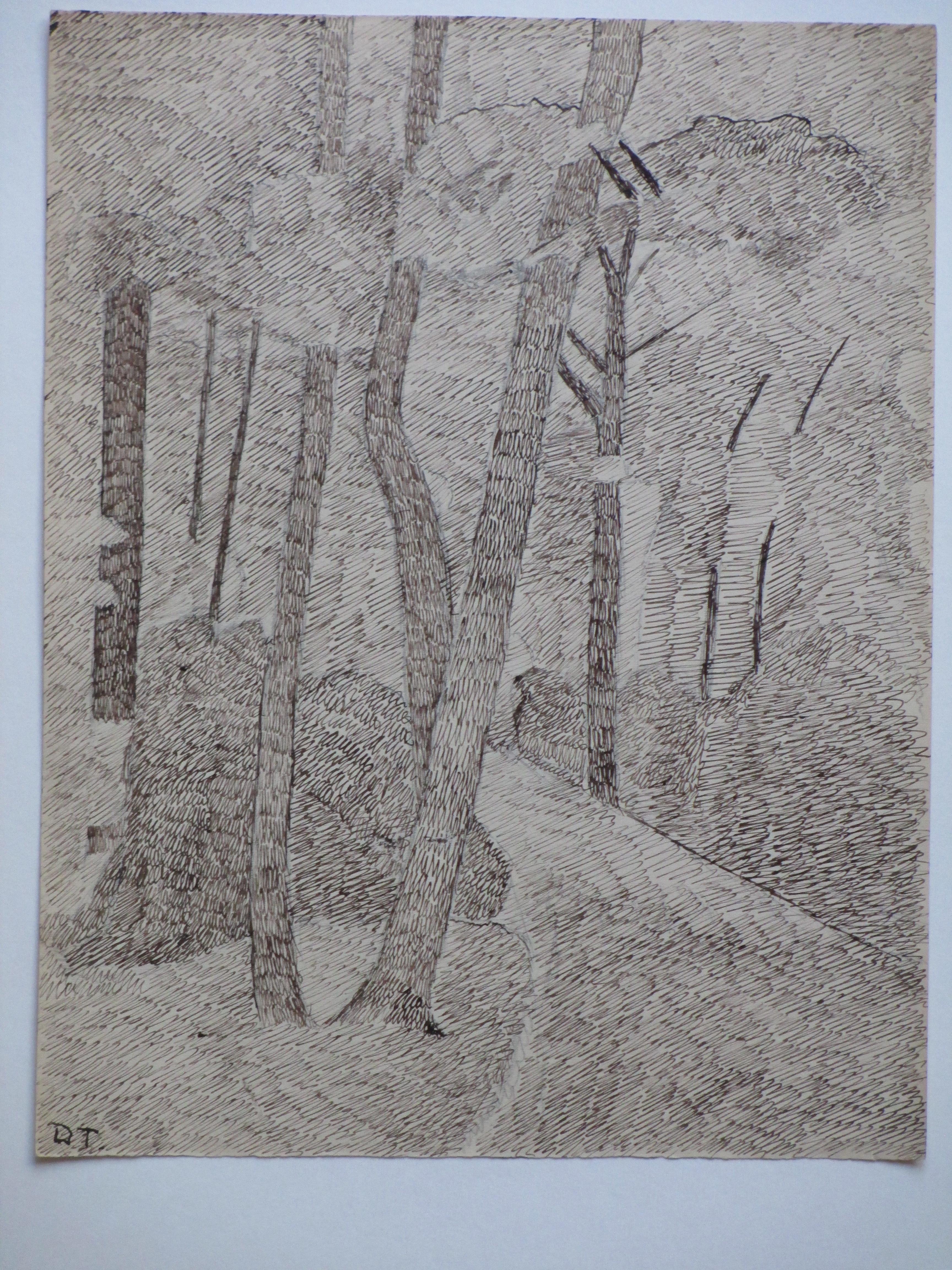 Niet of onleesbaar gesigneerd - Bosgezicht - Tekening, Dirk trap? kopen? Bied vanaf 1!