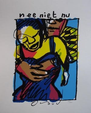 Herman Brood - Kleurenzeefdruk NEE NIET NU Handgesigneerd. kopen? Bied vanaf 225!