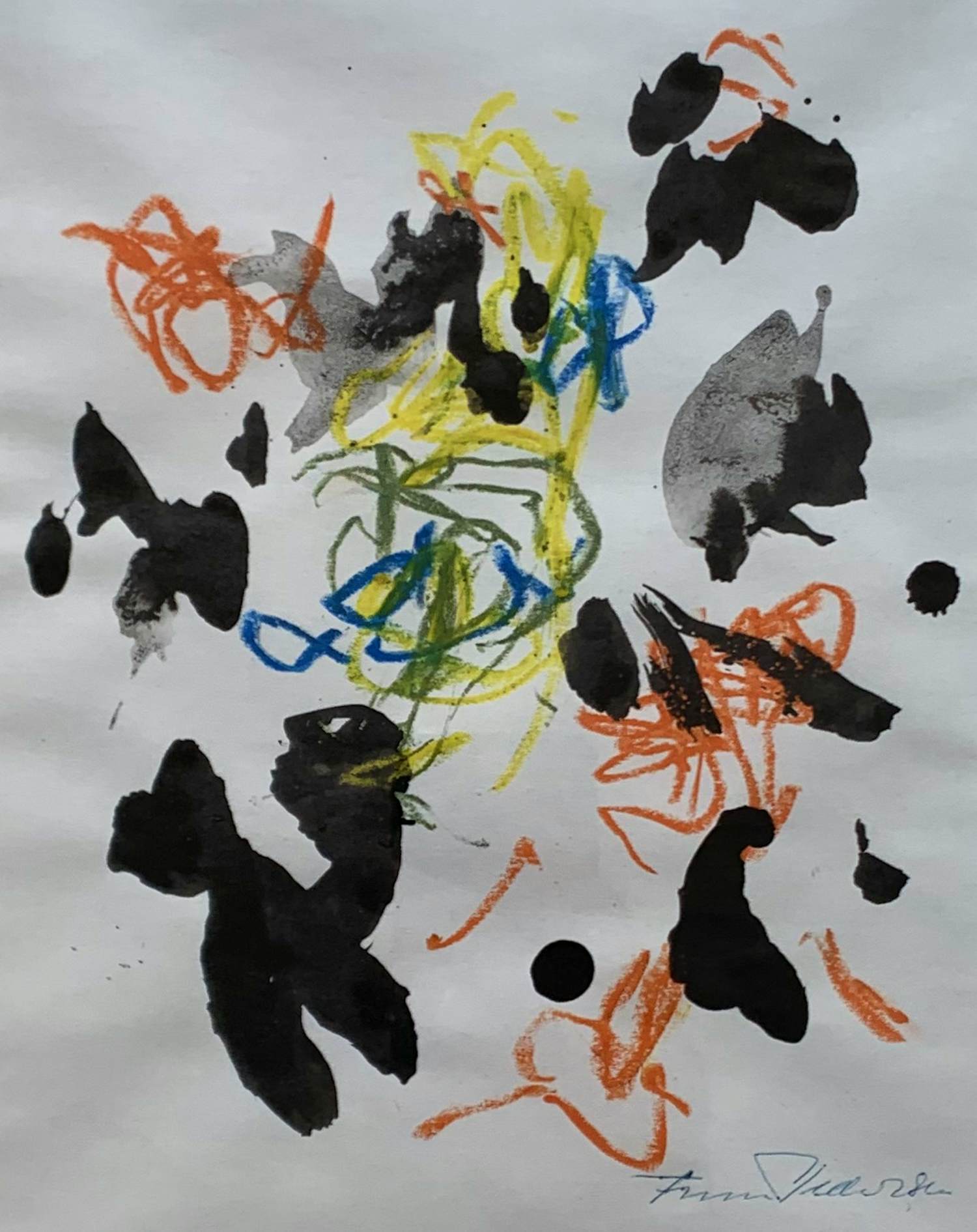 Finn Pedersen - Gemengde techniek op papier | 'Zonder titel' (UNIEK WERK) kopen? Bied vanaf 200!