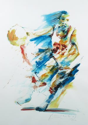 Frank Gude - Zeefdruk, Basketbal - Ingelijst kopen? Bied vanaf 1!