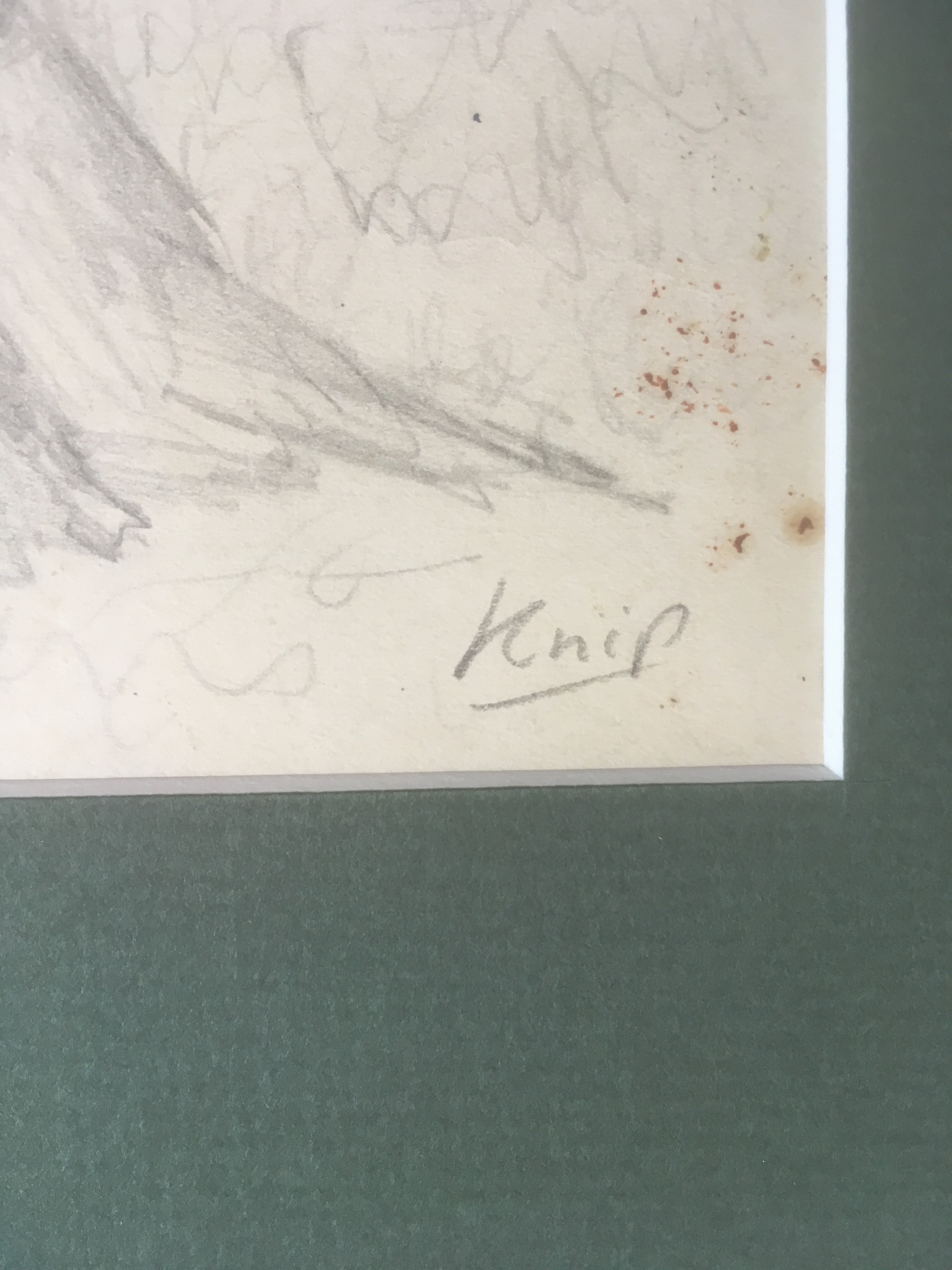 Niet of onleesbaar gesigneerd - Potlood op papier - Landschap met korenschoven gesigneerd Knip kopen? Bied vanaf 1!