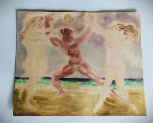 Nico Benschop - Leuke fauvistische jaren 50 gemengde techniek "vrijheid blijheid" gesigneerd kopen? Bied vanaf 35!