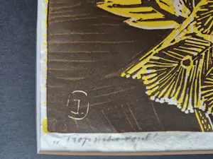 Jeanne Bieruma Oosting - houtsnede - tropische vogel - gesigneerd r.o. kopen? Bied vanaf 395!