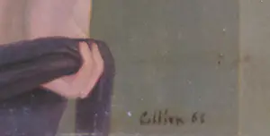 Peter Collien - staande naakte vrouw met rond object kopen? Bied vanaf 150!