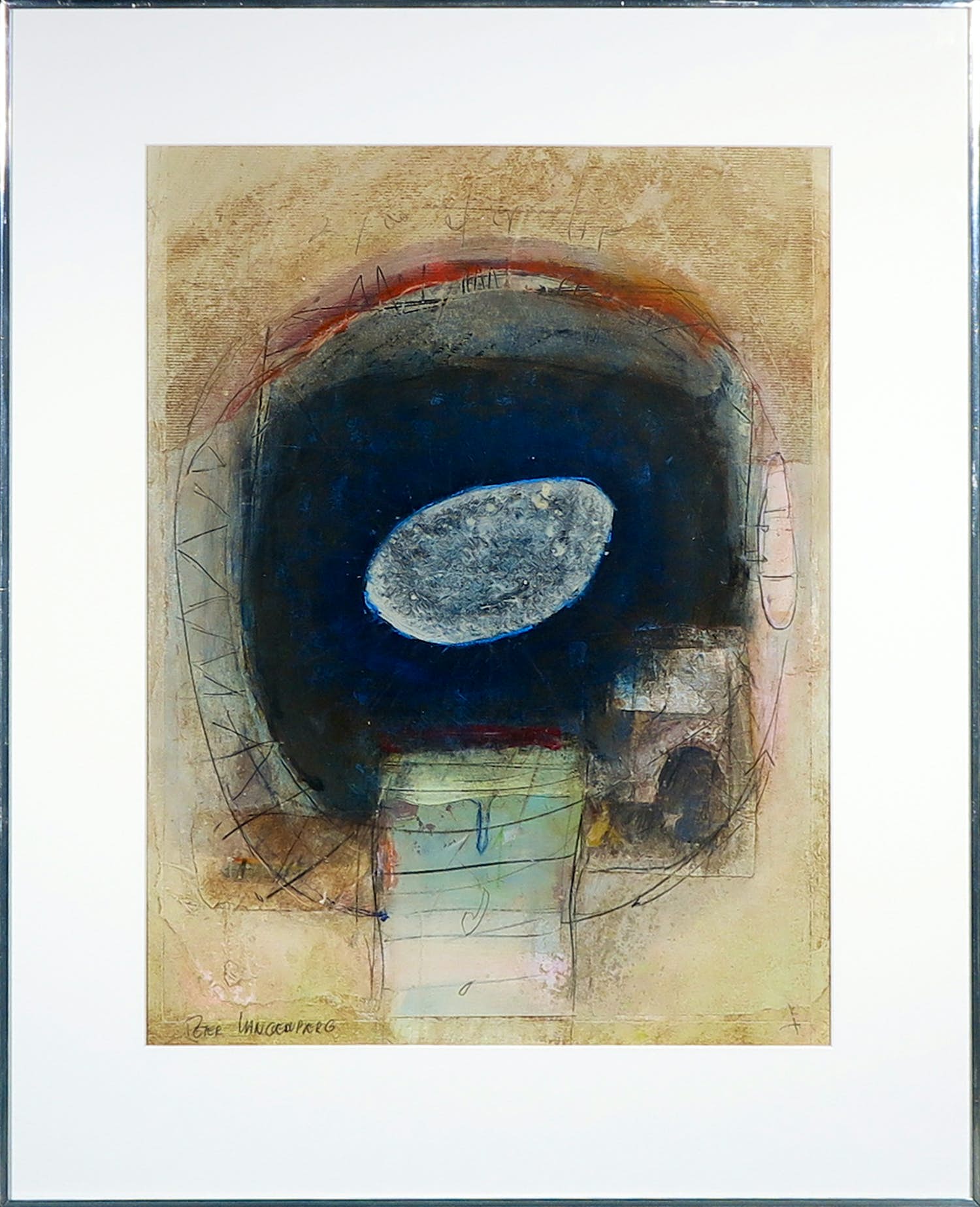 Peter Langenberg - Gemengde techniek op papier, Zonder titel - Ingelijst kopen? Bied vanaf 1!