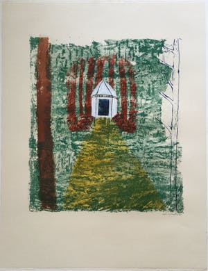 Dorian Hiethaar - Wit prieel in het bos | kleurlitho (ingelijst) kopen? Bied vanaf 30!