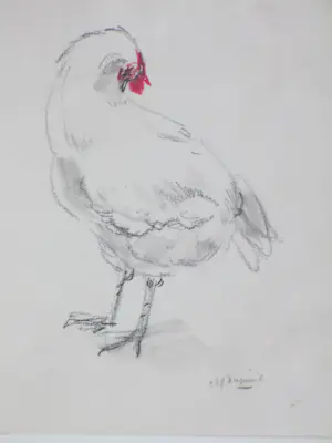 Alexander Gerhardus Dieperink - Twee kippen - Tekeningen kopen? Bied vanaf 48!