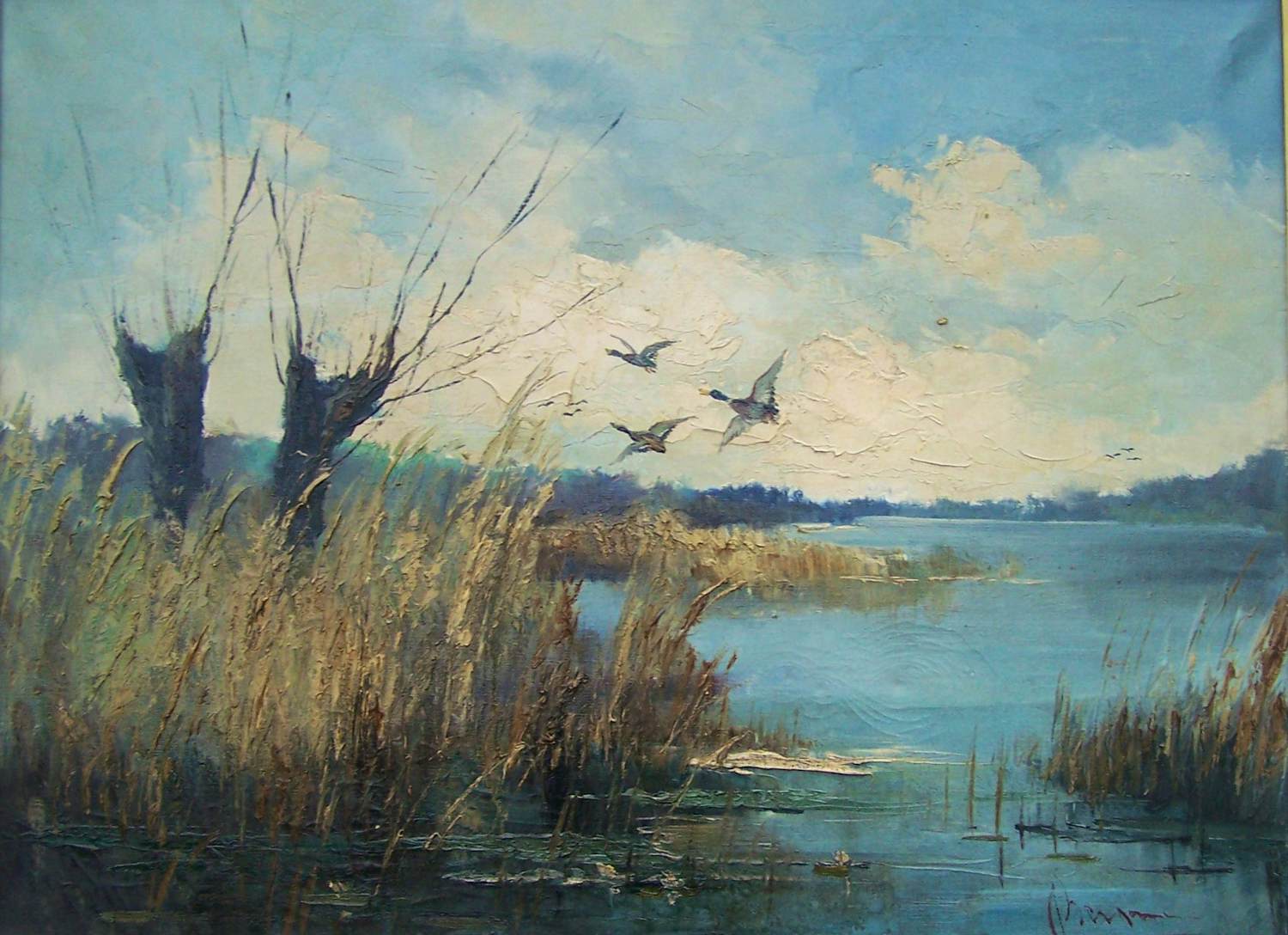 Jan Bevort - Plaslandschap met eenden. kopen? Bied vanaf 150!