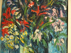 Niet of onleesbaar gesigneerd - Ingelijst, olieverf op papier , Bloemstilleven – Turkije? – 1978 kopen? Bied vanaf 1!